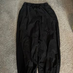 black Garage parachute pants, adjustable waist tie